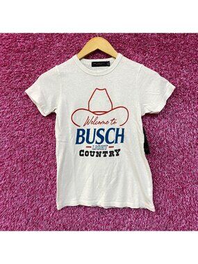 Welcome to Busch Light Country Cowboy Hat White T-Shirt XS